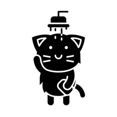 Cute Cat avatar vector illustration, solid icon