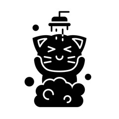 Cute Cat avatar vector illustration, solid icon