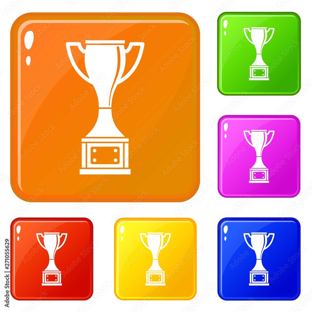 Poster cup icons set collection vector 6 color isolated on white background