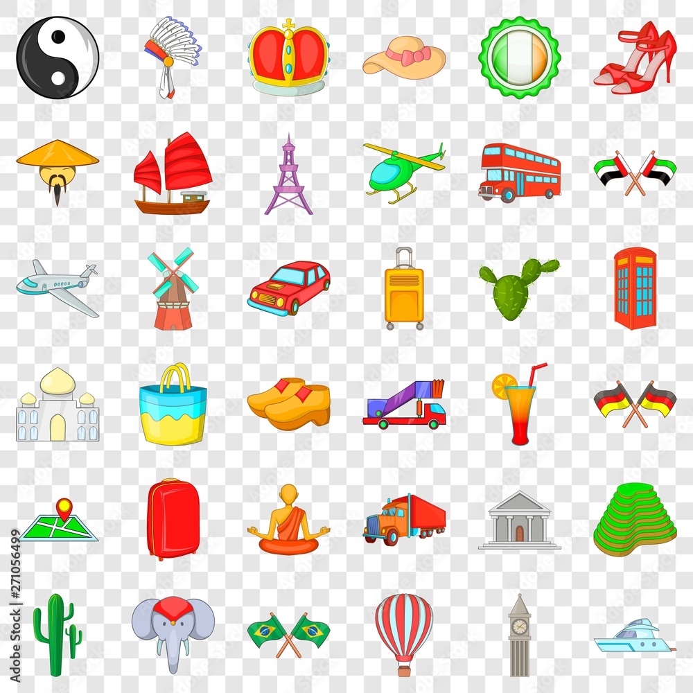 Poster monk icons set. cartoon style of 36 monk vector icons for web for any design