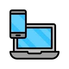 Cellphone with Laptop vector, Electronic device filled icon editable stroke