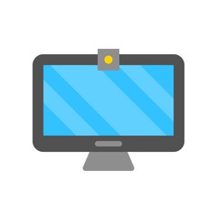 Computer monitor vector, Electronic device flat style icon