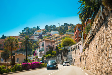 Villefranche-Sur-Mer, France. Traffic on streets of Monaco, Monte Carlo