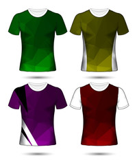  t-shirt templates abstract geometric collection of different colors polygonal mosaic