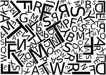 Background with letters scattered chaotic