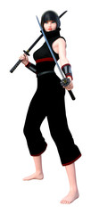 Fototapeta na wymiar 3D Rendering Female Ninja on White