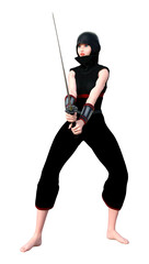 Obraz premium 3D Rendering Female Ninja on White