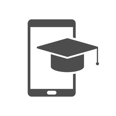 graduation university square bachelor hat on smartphone vector icon isolated on white background. study and education, student graduate mobile app web icon for mobile and ui design