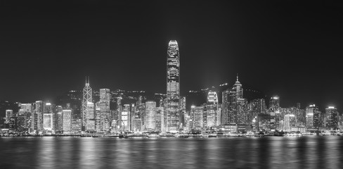 Fototapeta premium Panorama of Victoria harbor of Hong Kong city at night