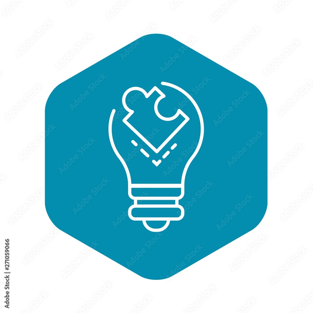 Poster puzzle bulb icon. outline puzzle bulb vector icon for web design isolated on white background