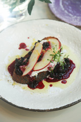 Cream cheese, berries and pear toast