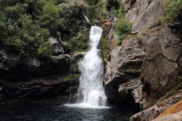 Impressive and beautiful Wainui waterfall in Abel Tasman National Park, South Island, New Zealand