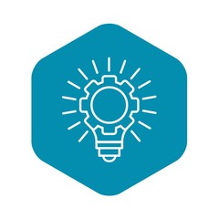Gear wheel bulb idea icon. Outline gear wheel bulb idea vector icon for web design isolated on white background