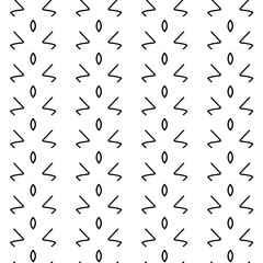 Minimalist design for printing on fabric, textiles. Geometric motif. One color - white on black. Seamless pattern. Vector illustration