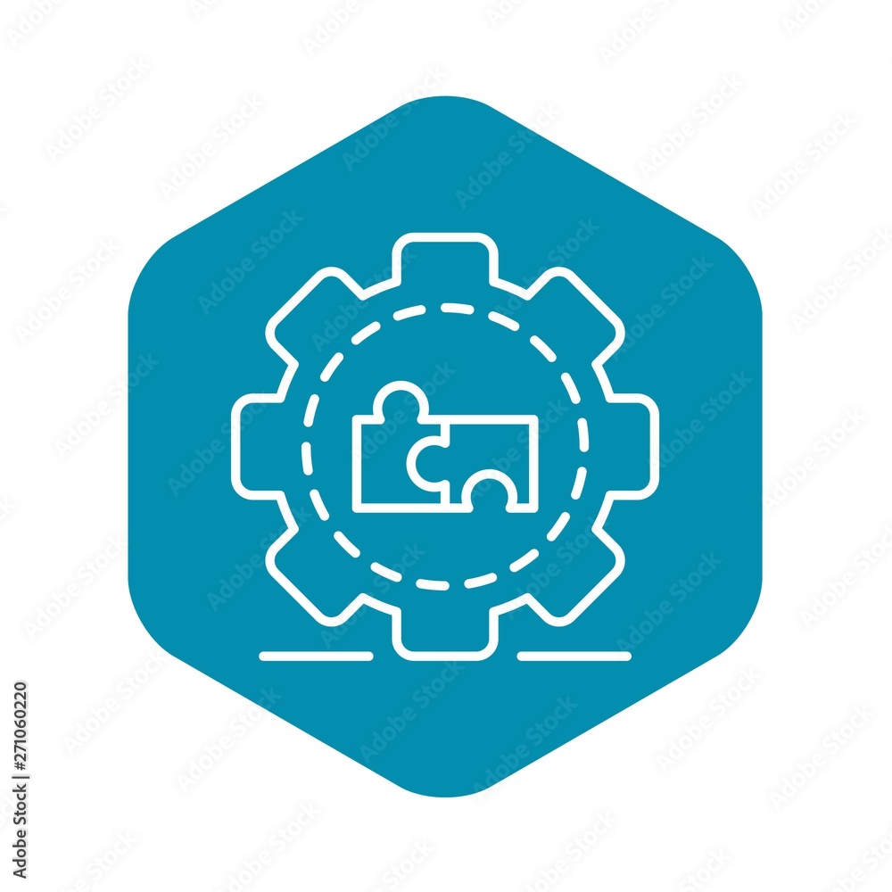 Poster full puzzle cog wheel icon. outline full puzzle cog wheel vector icon for web design isolated on whi