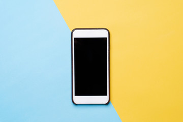 Top view image of blank screen mobile for mockup