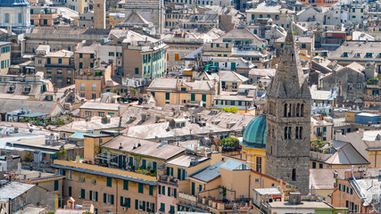 Fototapeta na wymiar Aerial View of Old Town Genoa. Genova Skyline, Italy.