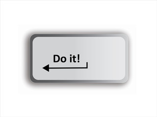 Vector illustration of a computer keyboard key like Enter with text Do it. Single button on white background. Business work concept. Closeup action icon.