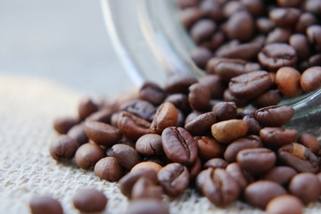 Roasted grains of natural aromatic coffee.