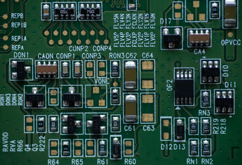 Macro photo of microcircuits close-up without inscriptions