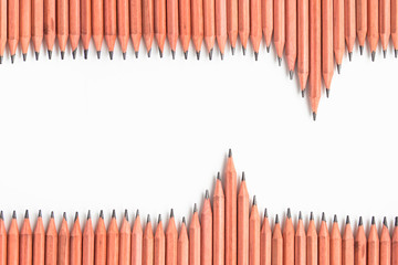 pencils background / pencil tip connect concept for bridging the gap for success.