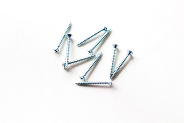 Screws still life large self tapping screws on white background