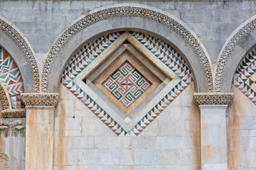 Pisa Cathedral, decorative mosaic on facade, Piazza del Duomo, Pisa, Italy