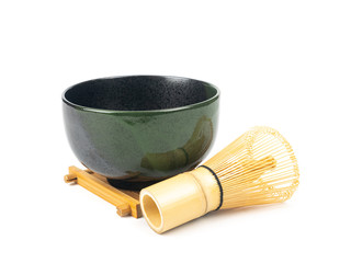 Japanese Bamboo Brush Tea Whisk or Chasen isolated on White Background.traditional japanese tea whisk matcha green tea