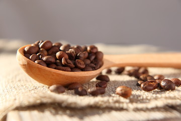 Roasted grains of natural fragrant coffee