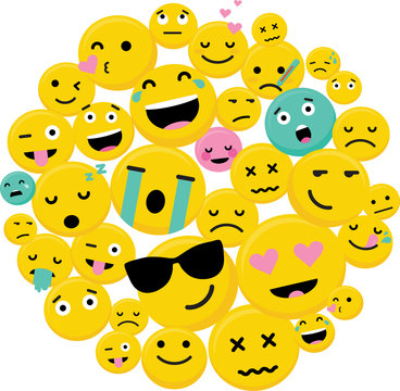 Circle Of Emojis with different characters and expressions-Vector