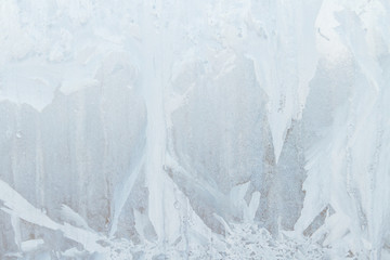 Frosty patterns on a frozen ice box in the early morning