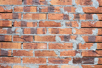 Old red brick wall, old texture of red stone blocks. Wall texture. Background of old vintage brick wall. - Image