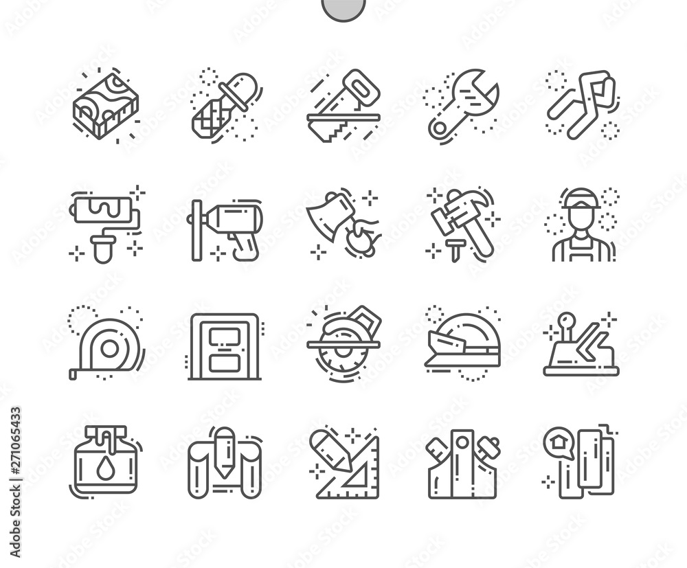 Poster carpenter well-crafted pixel perfect vector thin line icons 30 2x grid for web graphics and apps. si