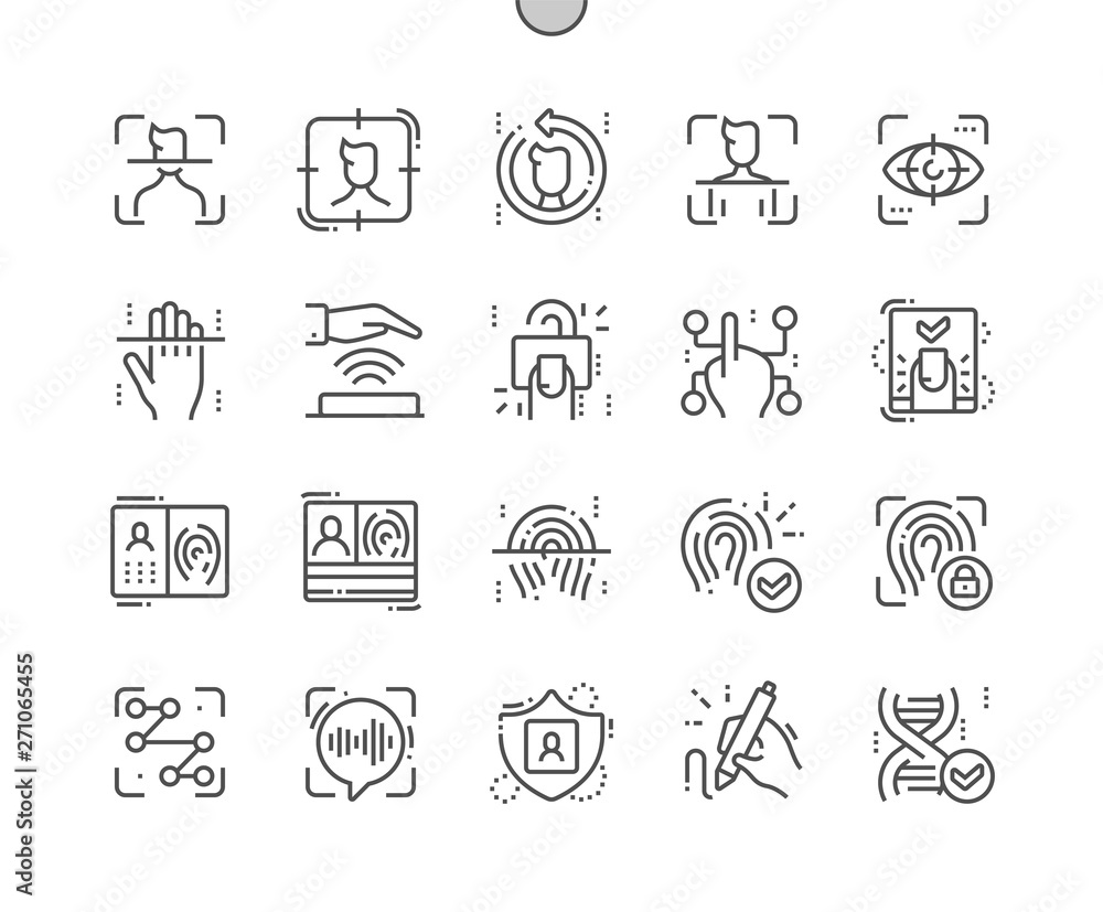 Poster biometrics well-crafted pixel perfect vector thin line icons 30 2x grid for web graphics and apps. s