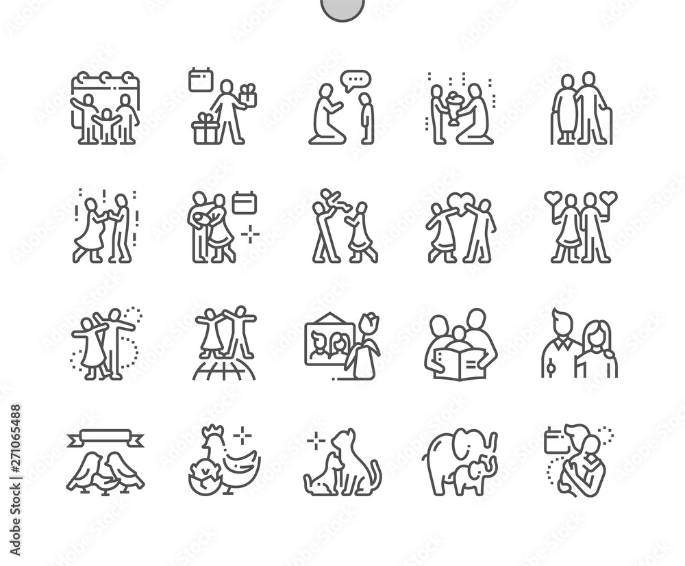 Poster global day of parents well-crafted pixel perfect vector thin line icons 30 2x grid for web graphics 