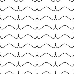 Minimalist design for printing on fabric, textiles. Geometric motif. One color - white on black. Seamless pattern. Vector illustration