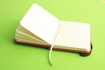 brown leather notebook open