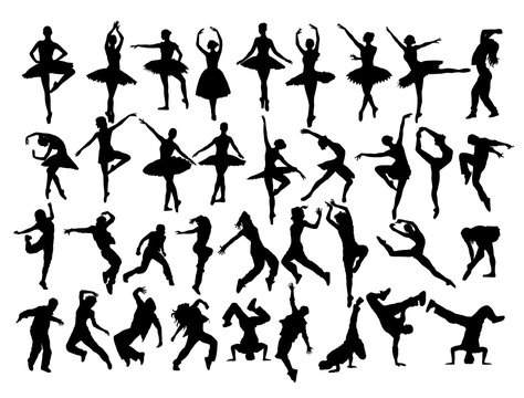 Ballerina and Dance Activity Silhouettes, art vector design