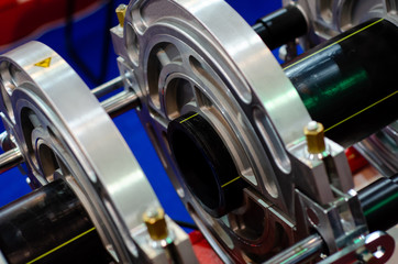Device of butt welding of the polymeric pipes.