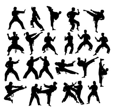 Karate Sport Activity Silhouettes, art vector design