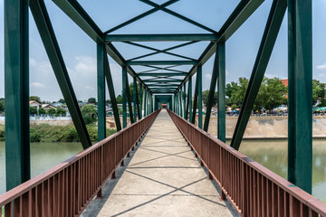 Small Steel Bridge for Walking across Pasak River