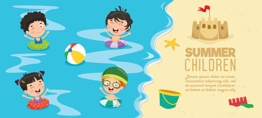 Vector Illustration Of Summer Children