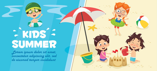 Fototapeta premium Vector Illustration Of Summer Children