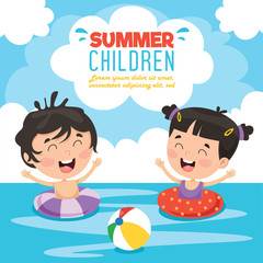 Vector Illustration Of Summer Children