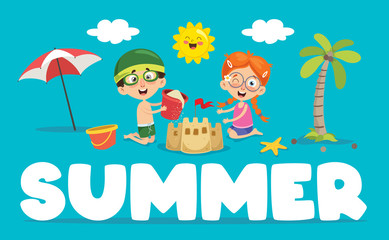 Vector Illustration Of Summer Children