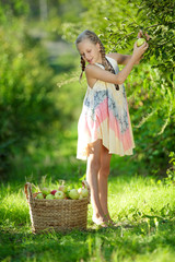 Girl teenager with fruit. 