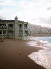 La Perla spa in San Sebastian with beautiful sunset light