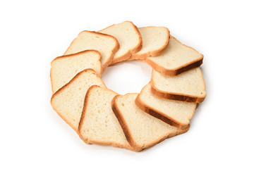 Bread slices isolated on white background.