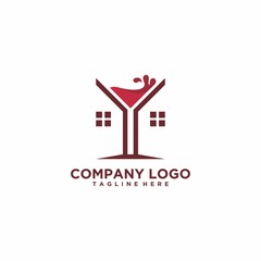 bar house wine logo vector icon ilustration