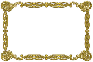 Fototapeta na wymiar golden floral frame isolated on white background